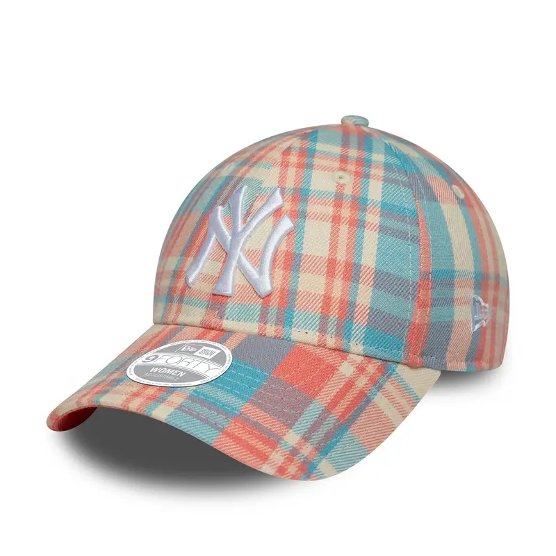 New York Yankees Womens MLB Check Pastel Pink 9FORTY Adjustable Cap