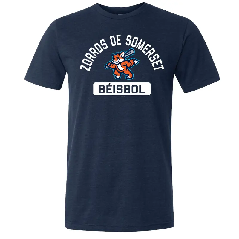 Somerset Patriots Adult Navy Triblend Zorros de Somerset Plane Copa T-shirt