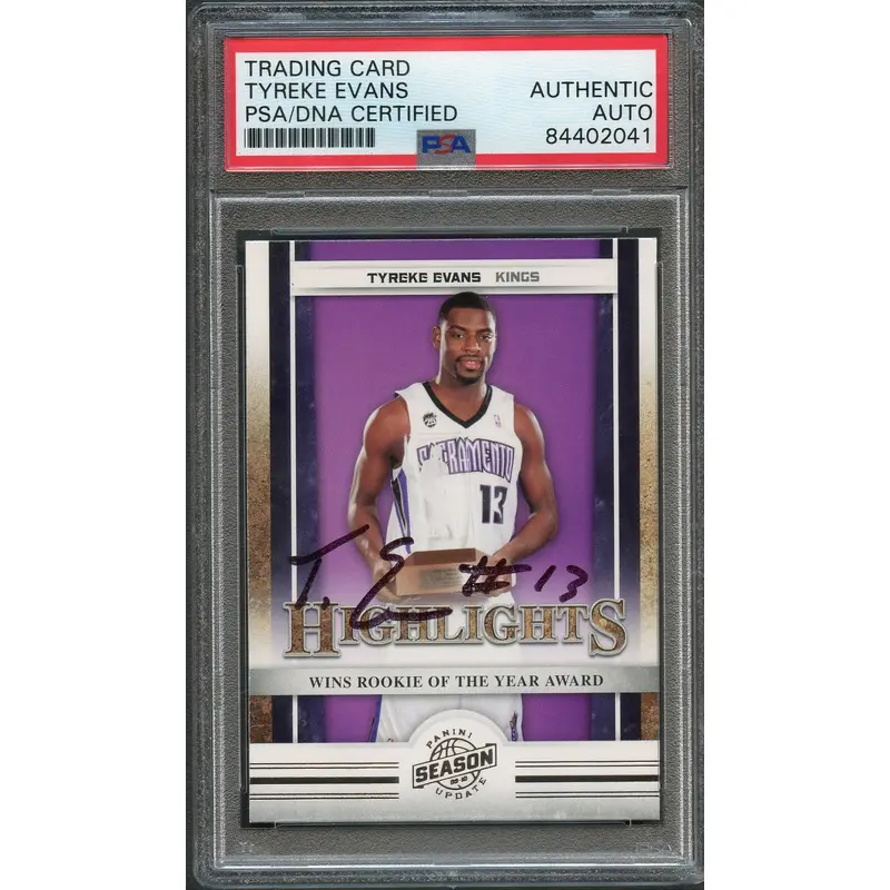 2009-10 Panini Season Update #17 Tyreke Evans Signed Card AUTO PSA Slabbed Kings