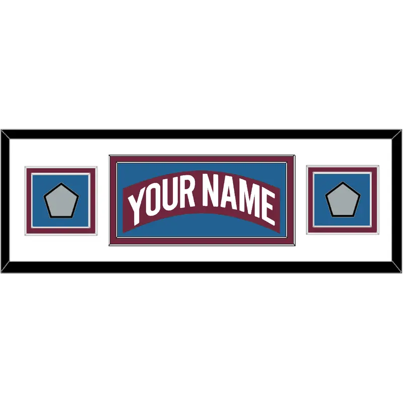 Colorado Nameplate & 2 Stanley Cup Finals Patches - Road Burgundy (1999-2001) - Double Mat 4