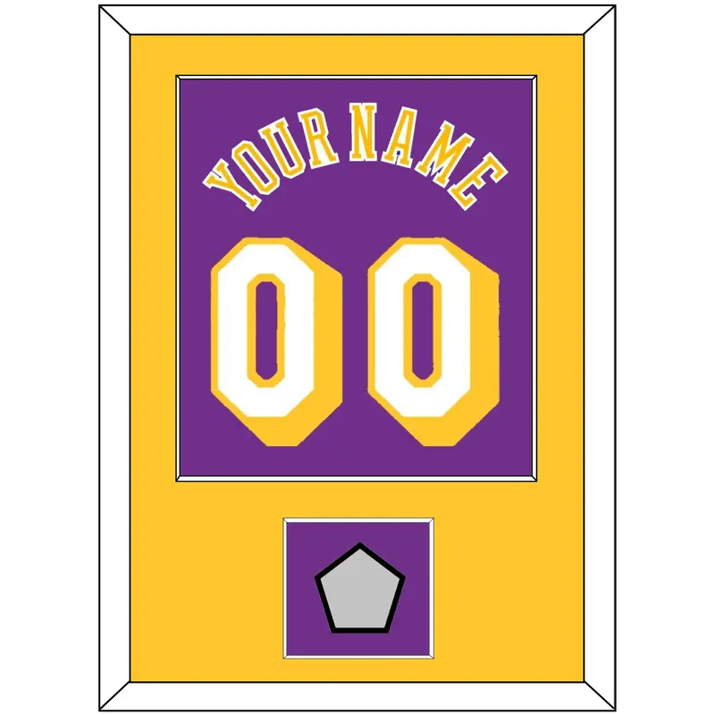 Los Angeles Name & Number With Trophy Patch - Road Purple (1978-1997) - Single Mat 2