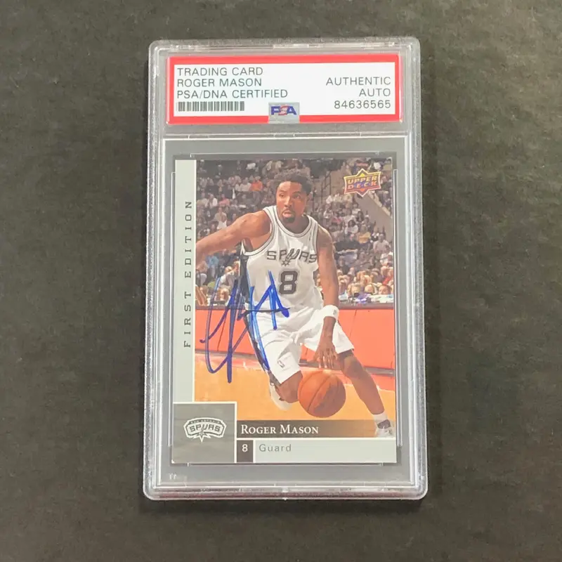 2009-10 Upper Deck Basketball #156 Roger Mason Signed Card Auto PSA Slabbed Spurs