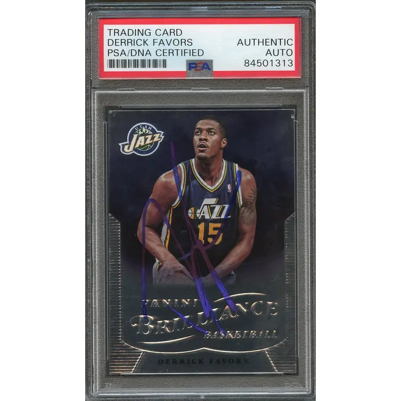 2012-13 Panini Brilliance #194 Derrick Favors Signed Card AUTO PSA Slabbed Jazz
