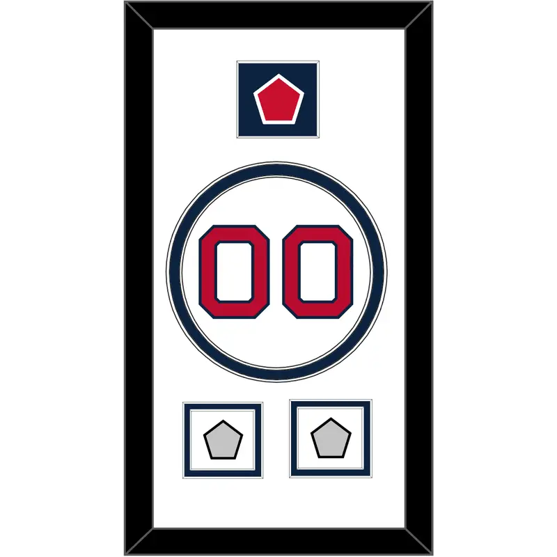 Boston Number, B Logo Hat Patch & 2 World Series Jersey Patches - Home White - Double Mat 1