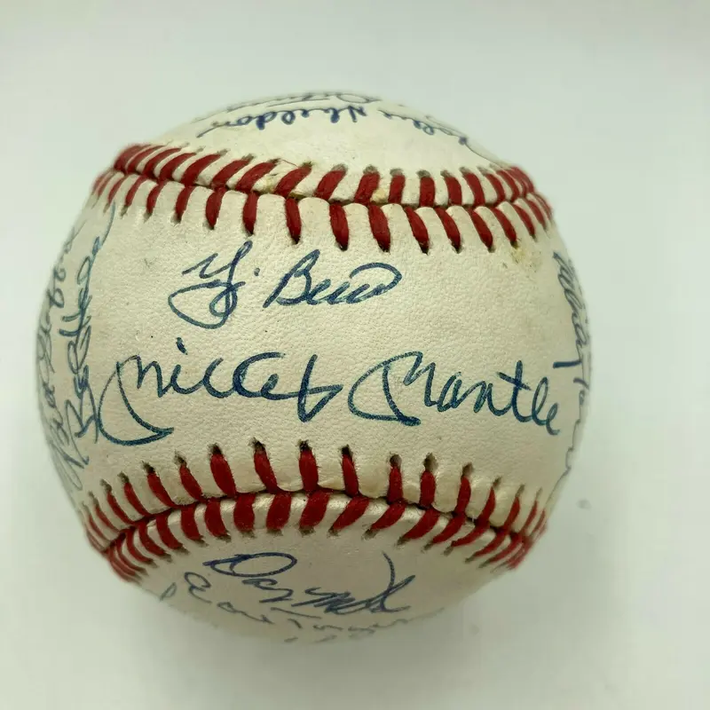 1961 New York Yankees World Series Champs Team Signed Baseball Mickey Mantle JSA