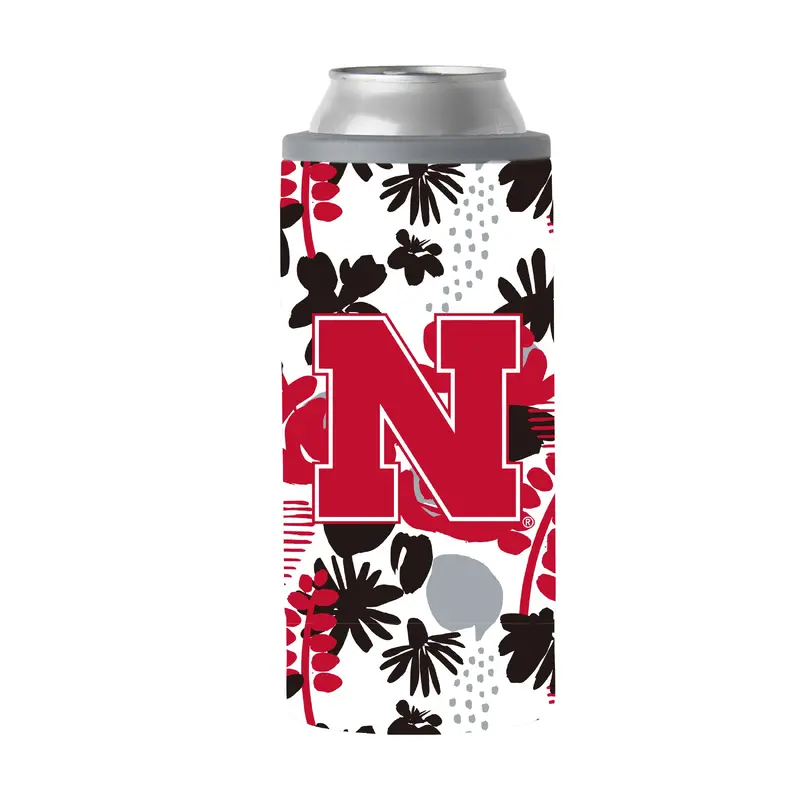 Nebraska 12oz Floral Slim Can Coolie