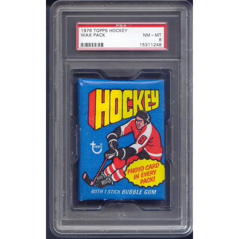 1976/77 Topps Hockey Unopened Wax Pack PSA 8