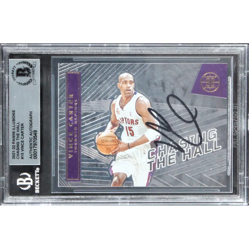 Raptors Vince Carter Signed 2021 Panini Illusions CTH #15 Card BAS Slabbed