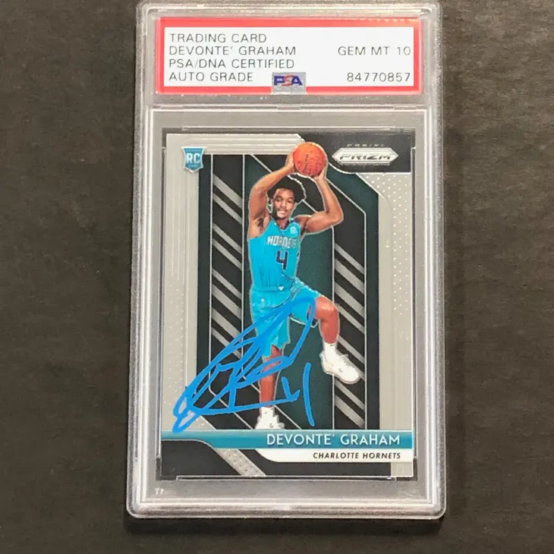 2018 Panini Prizm #288 Devonte' Graham Signed Card AUTO 10 PSA/DNA Slabbed RC Hornets