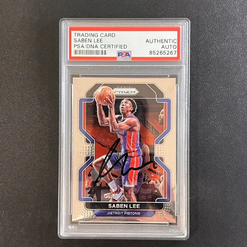 2021-22 Panini Prizm #205 Saben Lee Signed Card AUTO PSA Slabbed Pistons