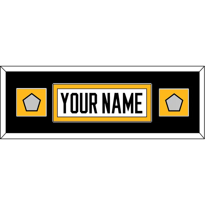 Pittsburgh Nameplate & 2 Stanley Cup Finals Patches - Road White - Single Mat 6