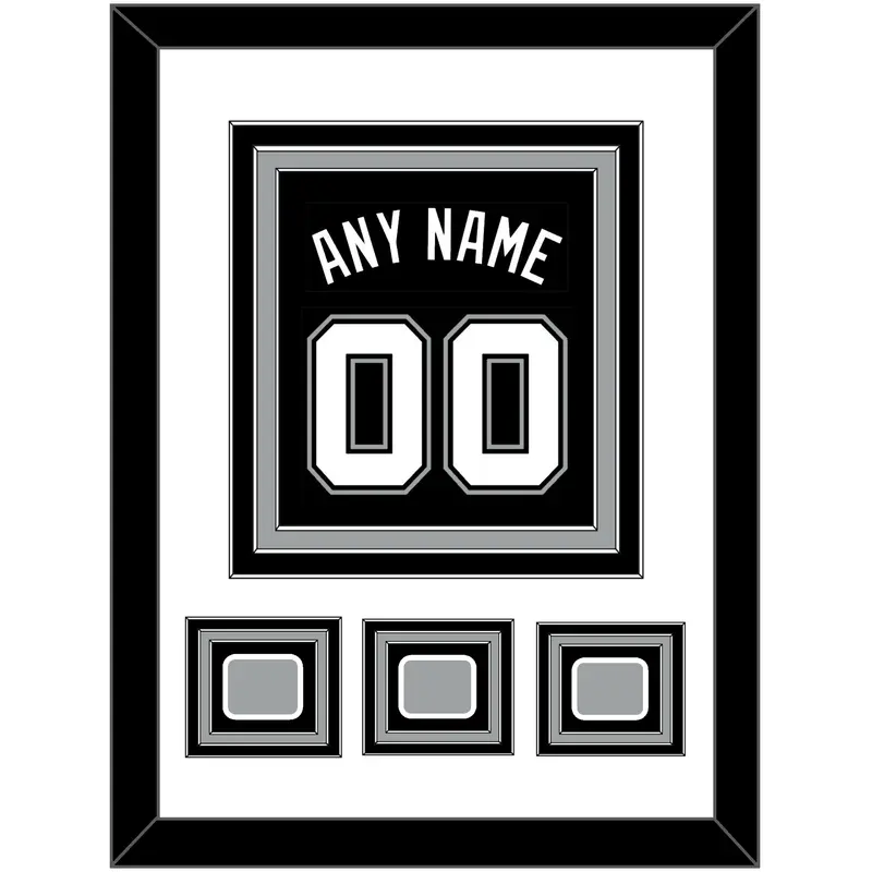 San Antonio Name & Numbers With 3 Finals Patches - Road Black (2002-2017) - Triple Mat 1