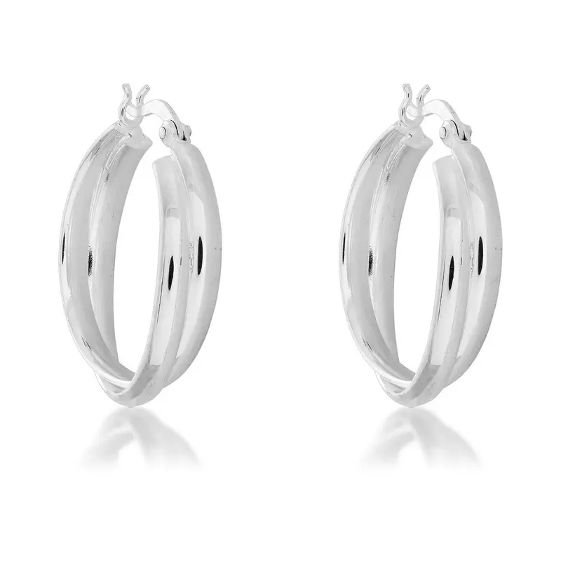 Sterling Silver Double Hoop Earrings
