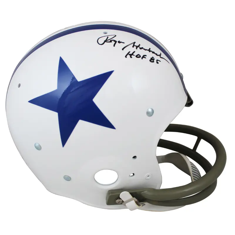 Cowboys Roger Staubach "HOF 85" Signed Throwback TK Full Size Rep Helmet BAS Wit
