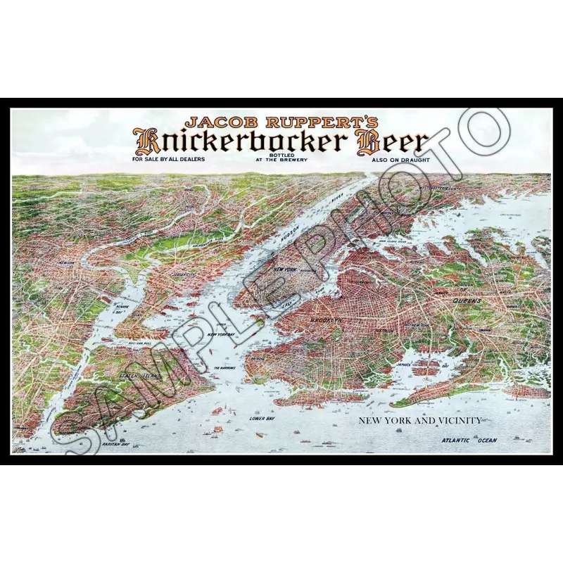 1912 Knickerbocker Beer Poster 11X17 - New York City Map Jacob Ruppert Yankees - 2215