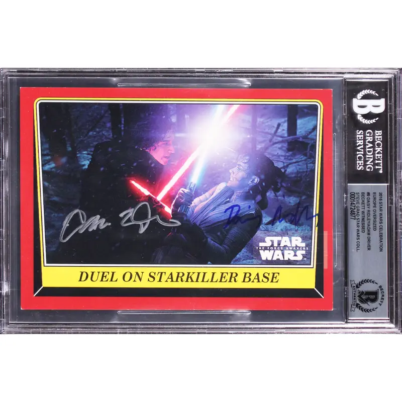Daisy Ridley & Adam Driver Signed 2016 Star Wars Celebration OS #9 Card BAS Slab