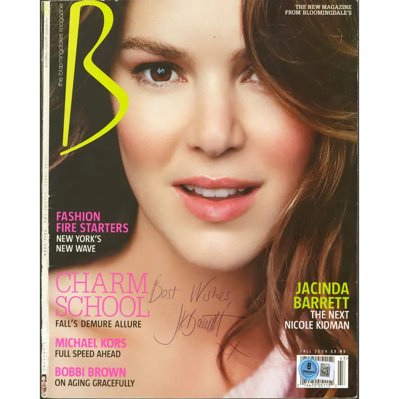 Jacinda Barrett "Best Wishes" Signed Bloomingdales Magazine Cover Fall 2004 BAS