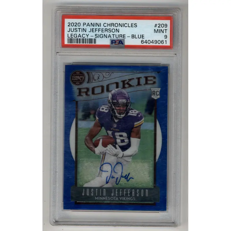 Justin Jefferson 2020 Chronicles Legacy Signature Blue Auto 03/10 PSA 9 Mint