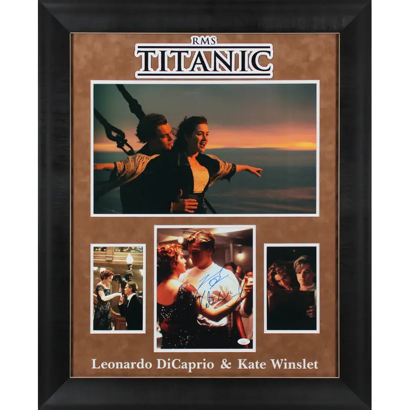 Leonardo DiCaprio & Kate Winslet Titanic Signed 8x10 Framed Photo JSA #XX76832