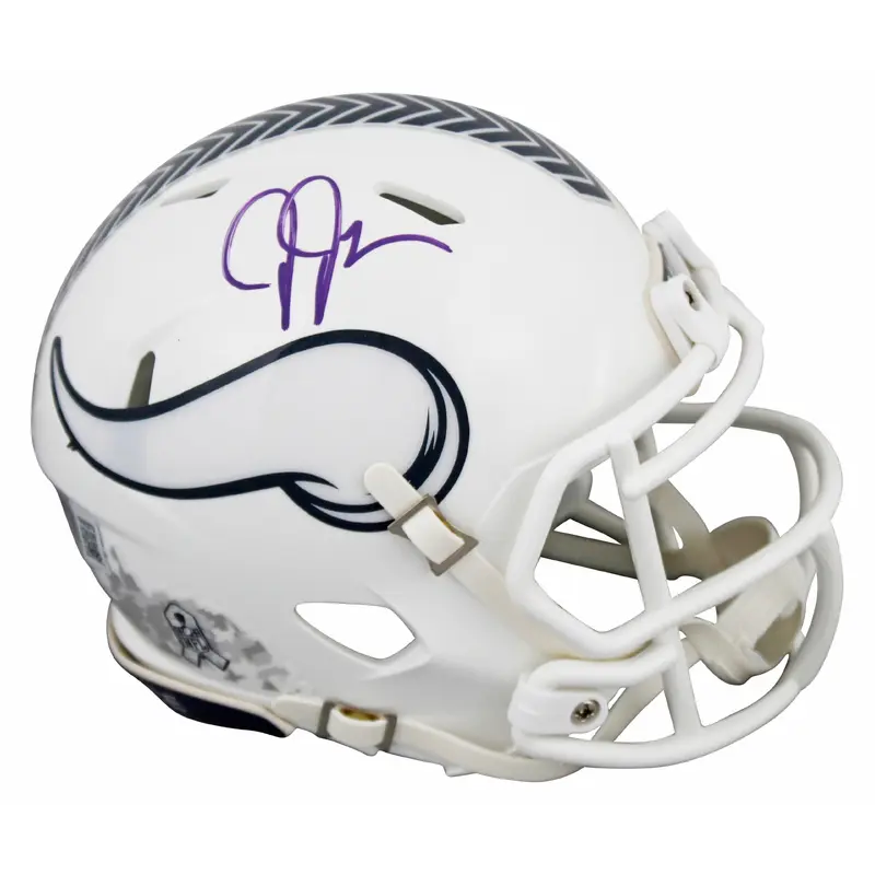Vikings Justin Jefferson Signed Salute To Service III Speed Mini Helmet BAS Wit