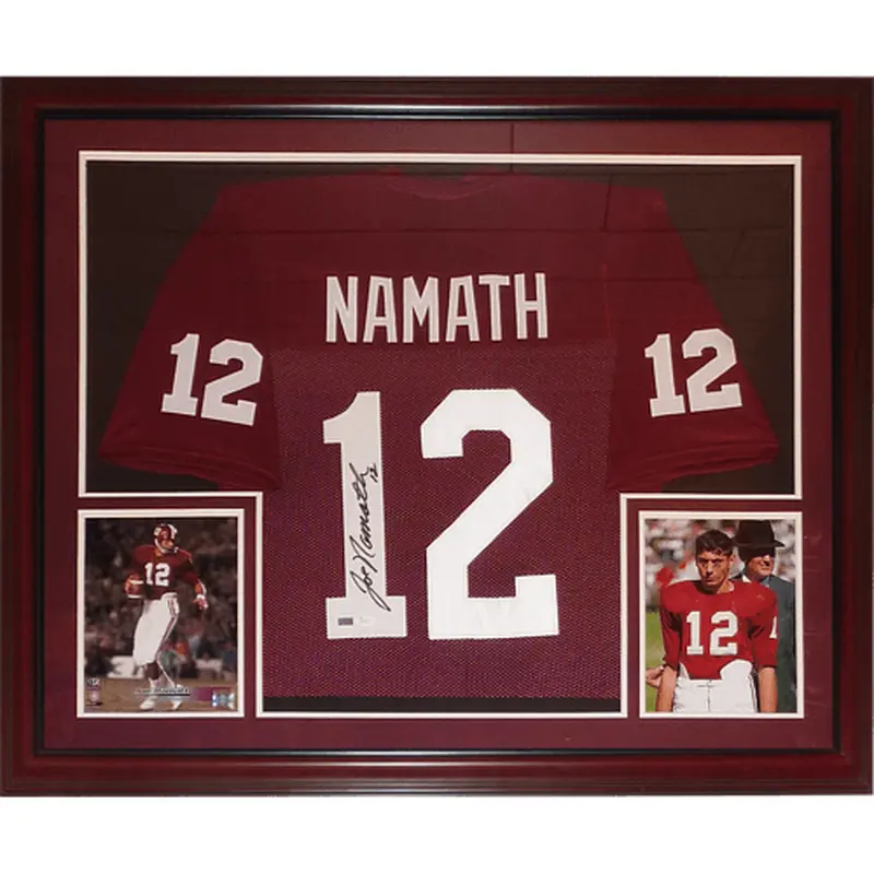 Joe Namath Autographed Alabama (Crimson #12) Deluxe Framed Jersey