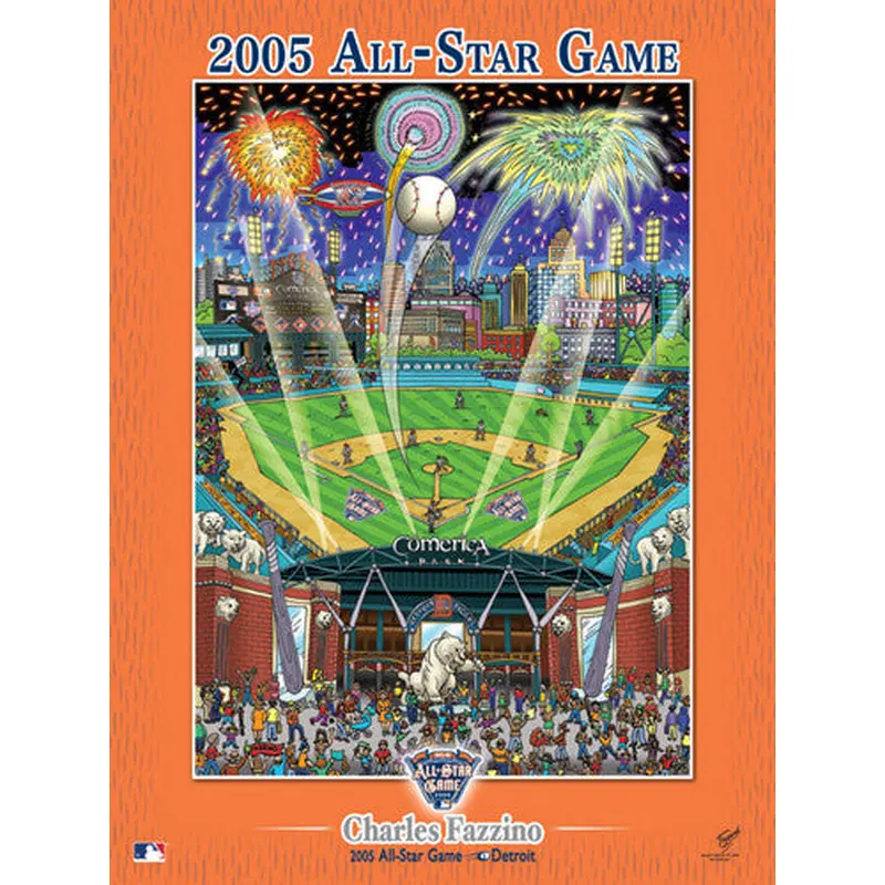 MLB All-Star Game 2005 (Detroit) Commemorative Pop Art Poster by Charles Fazzino