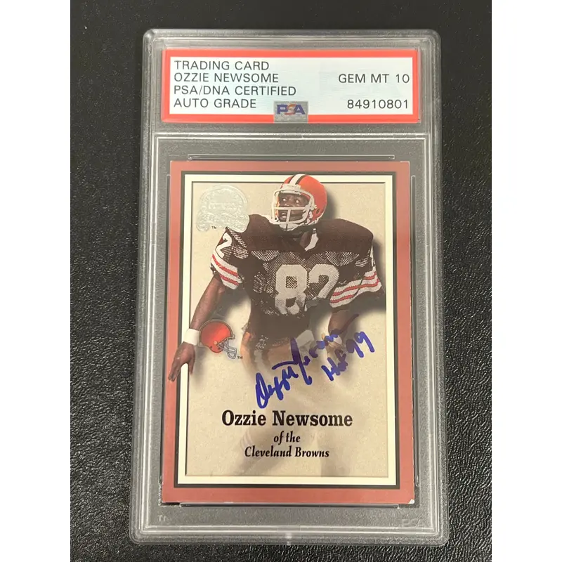 2000 Fleer #5 Ozzie Newsome Signed Card AUTO 10 PSA slabbed Browns