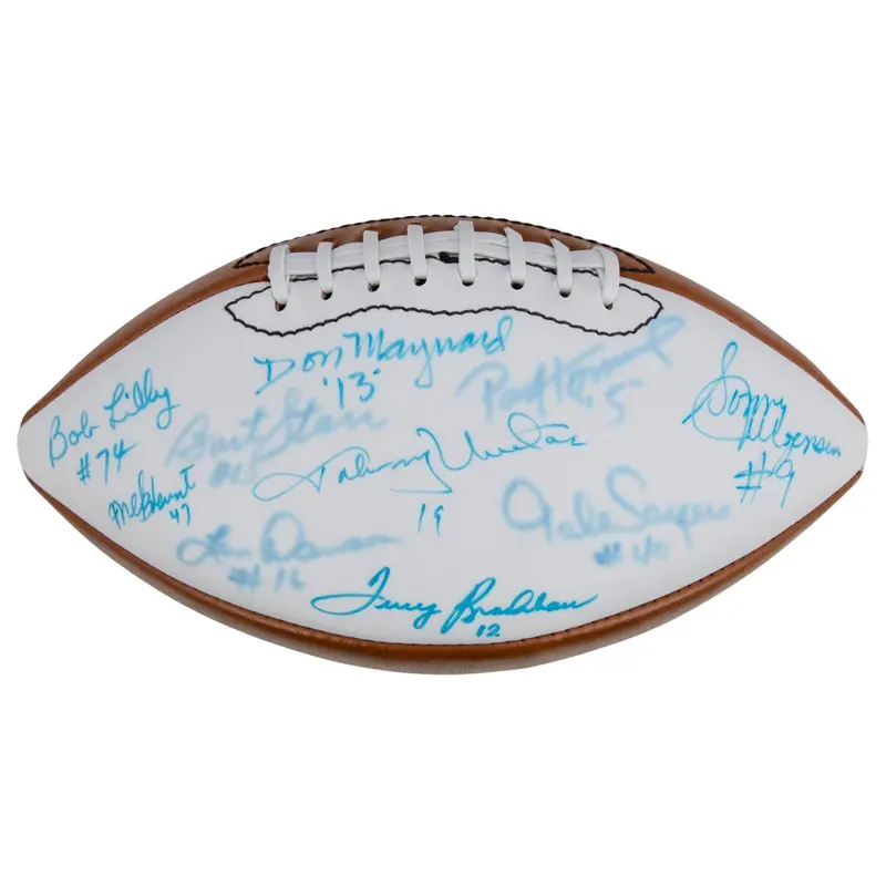 Johnny Unitas Joe Namath Bart Starr Hall OF Fame Multi Signed Football Beckett