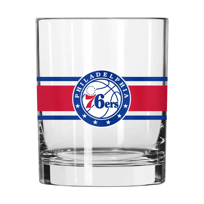 Philadelphia 76ers 14oz Stripe Rocks Glass