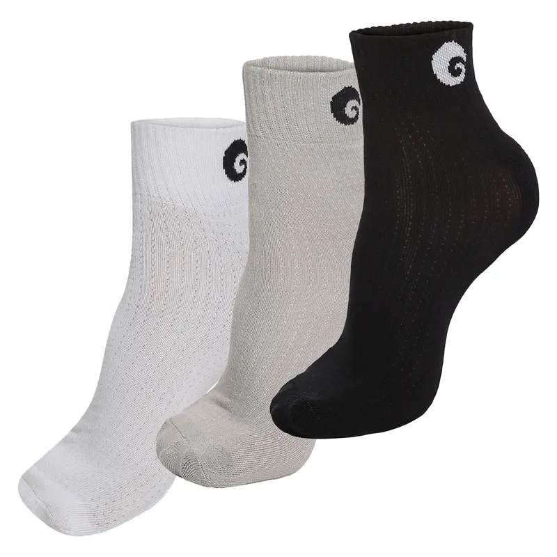 Performance Socks White Grey Black Ankle Size Pack of 3 Omtex | Kibi Sports