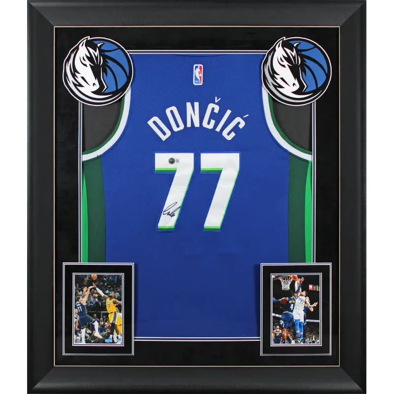 Mavericks Luka Doncic Authentic Signed Blue Nike Framed Jersey BAS #AE09574