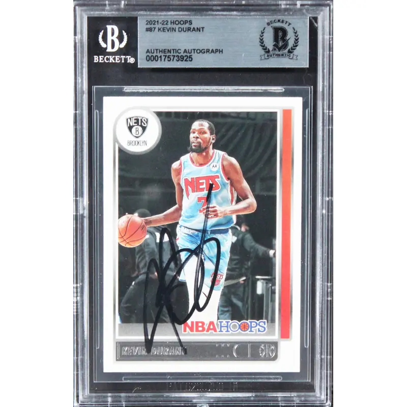 Nets Kevin Durant Authentic Signed 2021 Hoops #87 Card BAS Slabbed