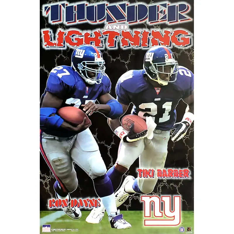 Ron Dayne and Tiki Barber "Thunder and Lightning" New York Giants Poster - Starline 2000