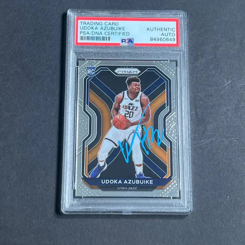 2020-21 Panini Prizm #267 Udoka Azubuike AUTO Signed Card PSA/DNA Encapsulated Jazz