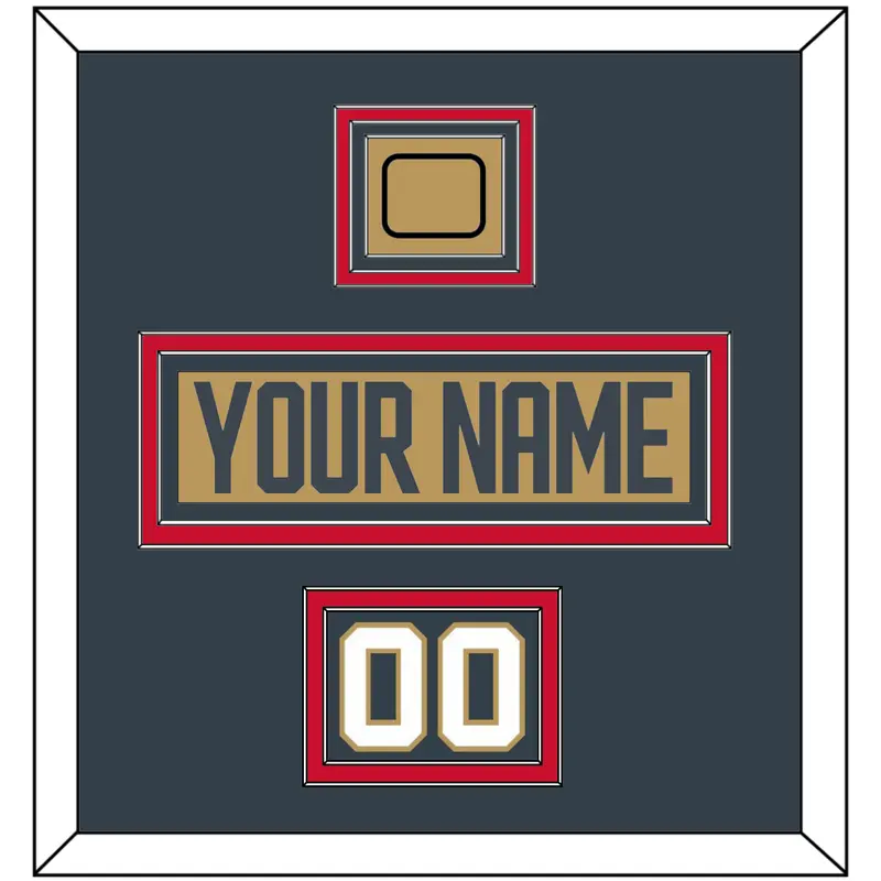 Vegas Nameplate, Number (Shoulder) & Jersey Logo Patch - Alternate Gold - Triple Mat 3