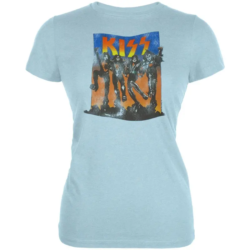 Kiss - Full Color Juniors Light Blue T-Shirt