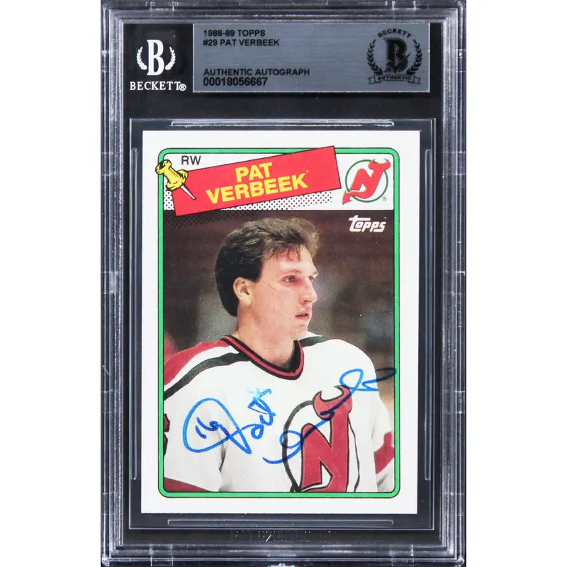 Devils Pat Verbeek Authentic Signed 1988 Topps #29 Card BAS Slabbed 1