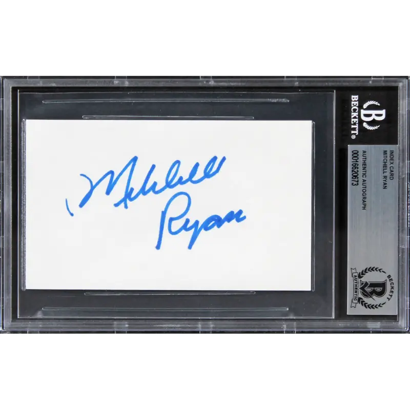 Mitchell Ryan Grosse Pointe Blank Authentic Signed 3x5 Index Card BAS Slabbed 2