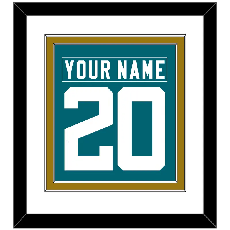 Jacksonville Nameplate & Number (Back) Combined - Home Teal - Double Mat 2