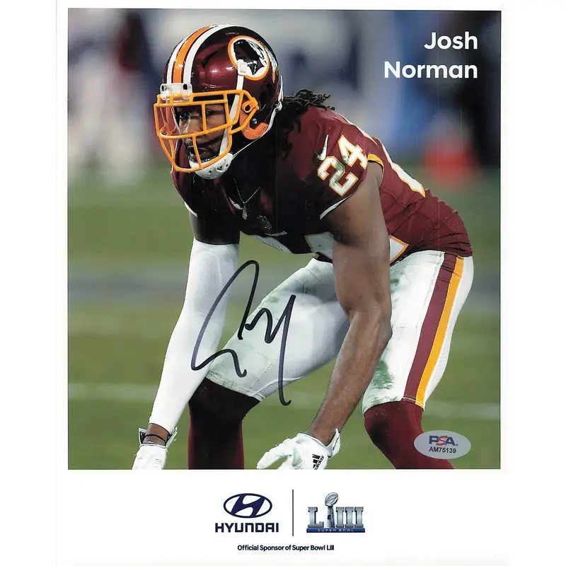 JOSH NORMAN signed 8x10 photo PSA/DNA Washington Football Team Autographed