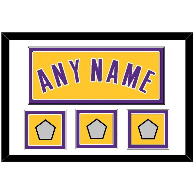 Los Angeles Name & 3 Finals Patches - Home Yellow (1999-2018) - Double Mat 1