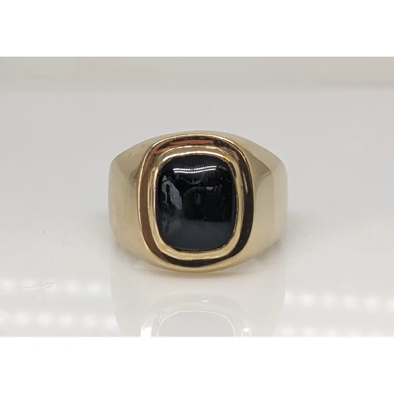 10K ONYX CABOCHON EMERALD CUT 9X11 ESTATE RING 16.9 GRAMS