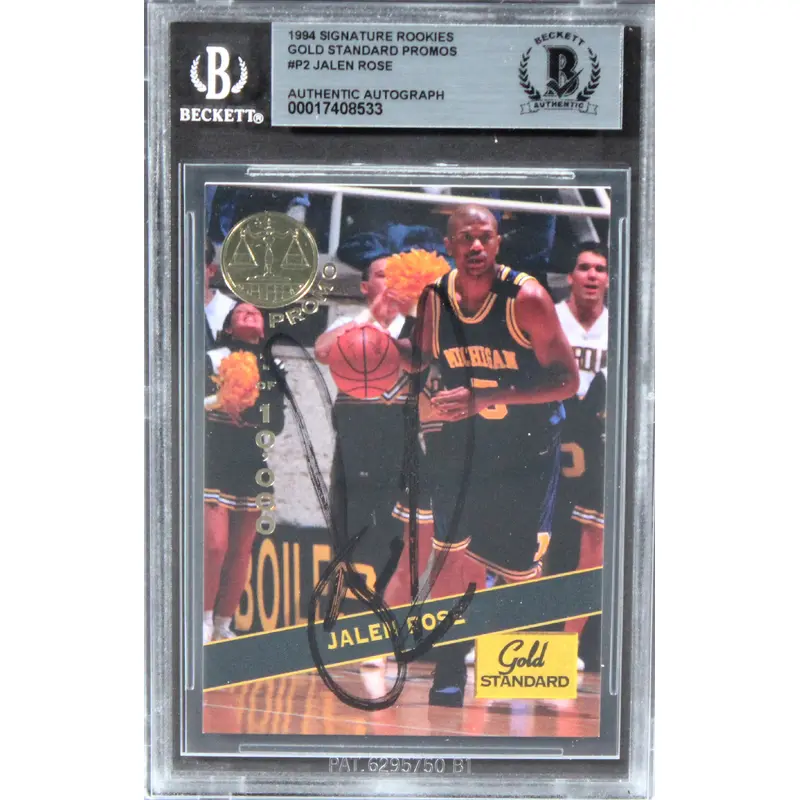 Michigan Jalen Rose Signed 1994 Signature Rookies GS Promos #P2 Card BAS Slabbed