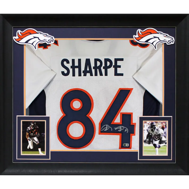 Shannon Sharpe Authentic Signed White Pro Style Framed Jersey BAS Witnessed