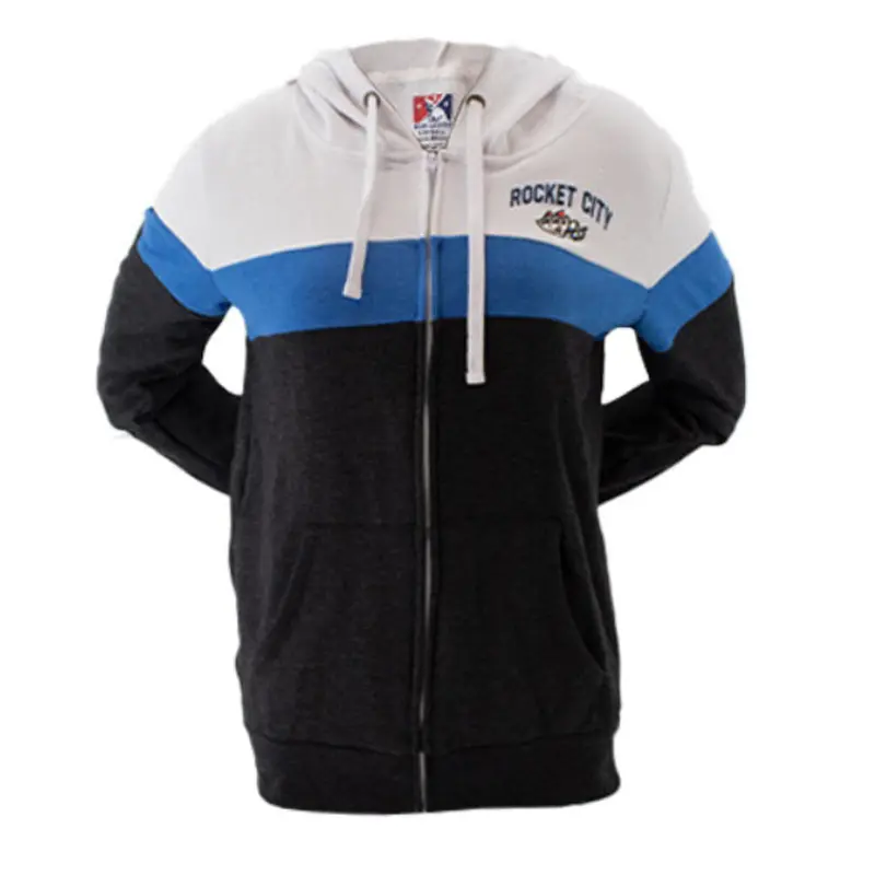 Ladies White/Grey Fleece Zip Hoodie