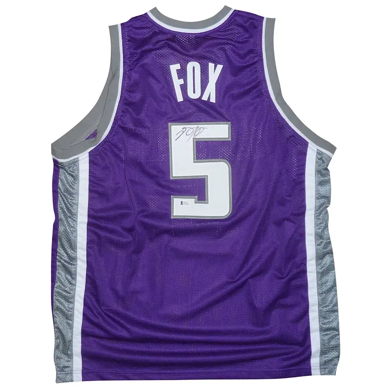 De'Aaron Fox Autographed Sacramento (Purple #5) Custom Jersey - Beckett