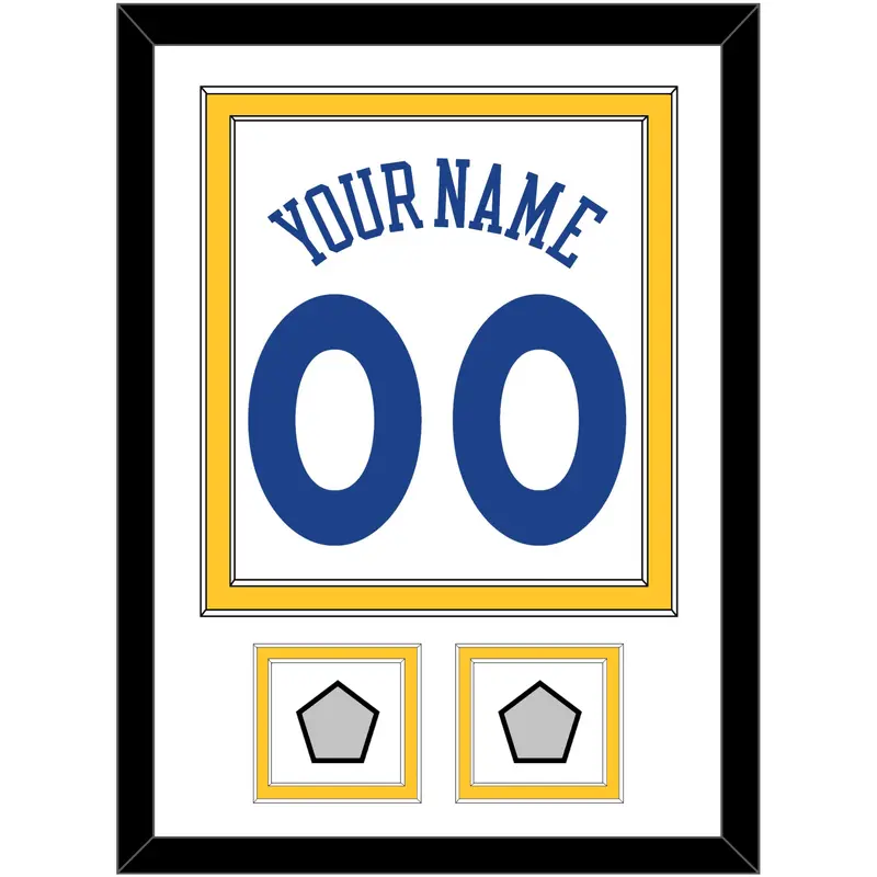 Golden State Name & Number With 2 Champions Patches - Home White (2010-2019) - Double Mat 1