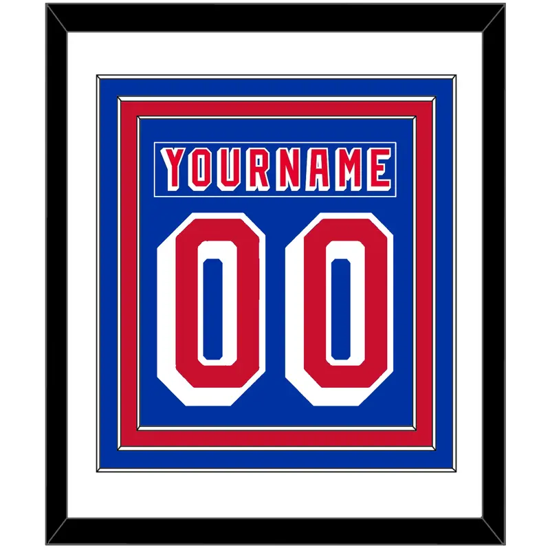 New York Nameplate & Number (Back) Combined - Road Blue (1978-1990) - Triple Mat 1