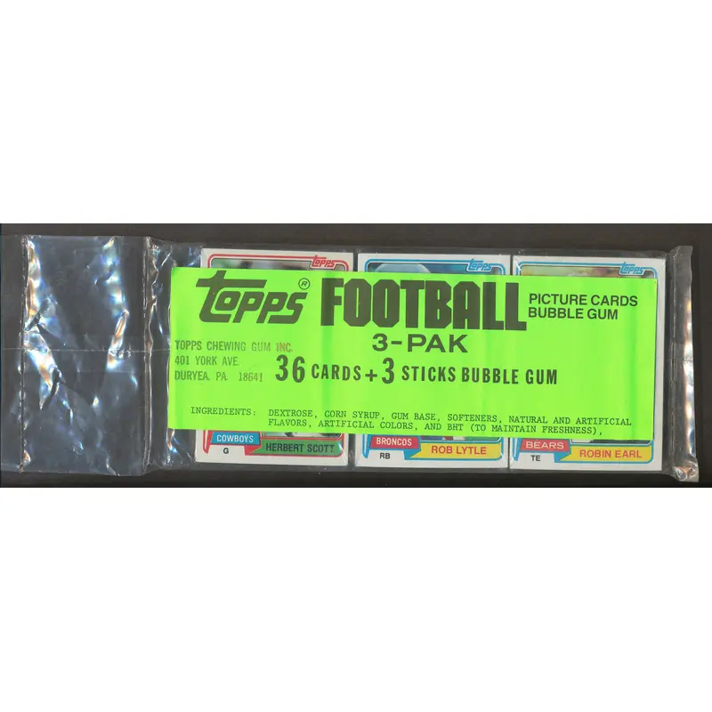 1981 Topps Football Unopened Grocery Rack Pack Green Wrapper