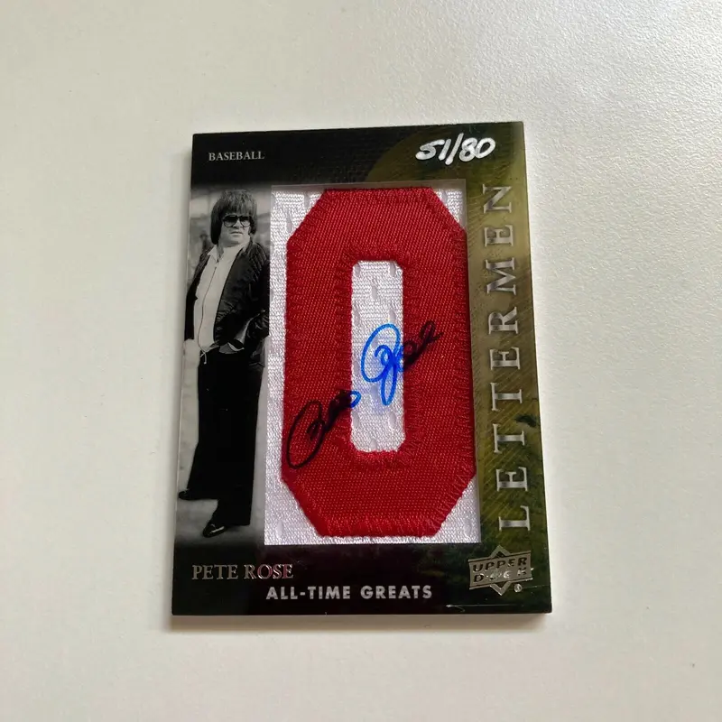 2012 Upper Deck Pete Rose Letterman #51/80 Auto Signed Baseball Card